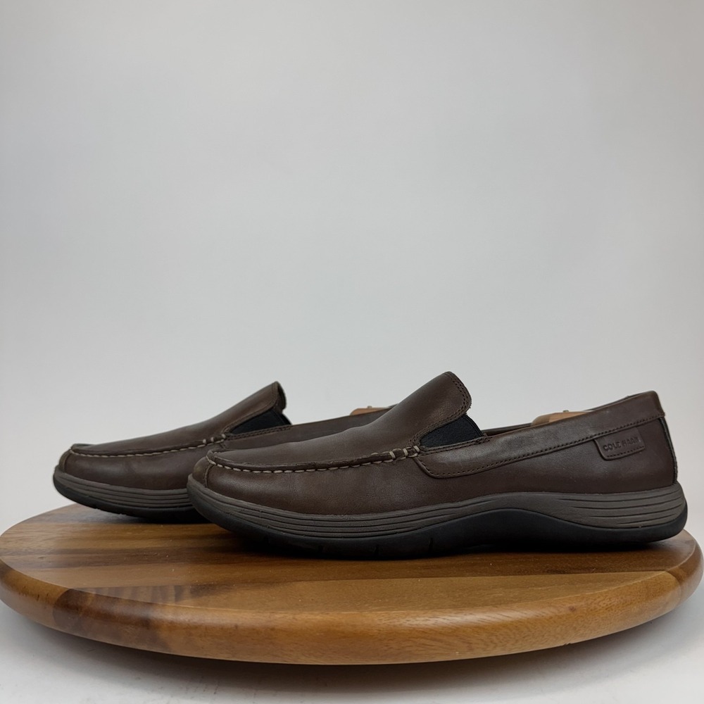 Mens Cole Haan Lewiston Venetian Brown Leather Slip On Loafers Size 9 M GUC